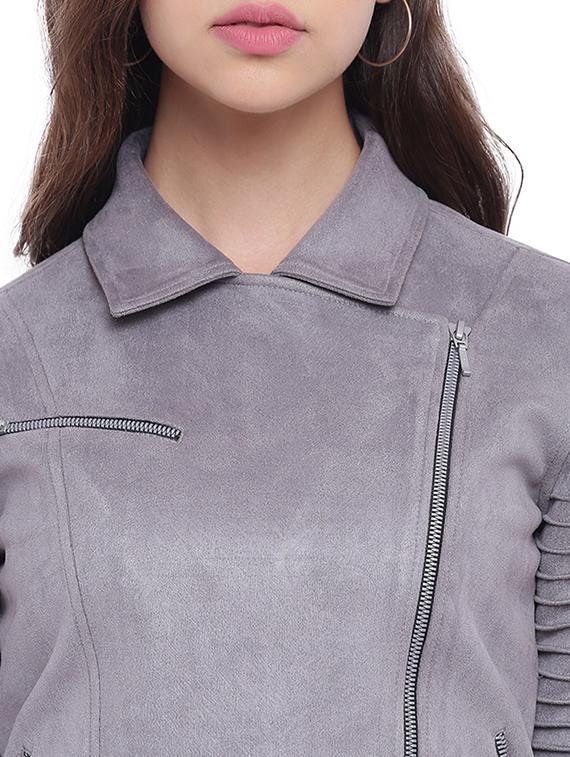 pintucked sleeve zipper detail jacket - 15737941 - Zoom Image - 5