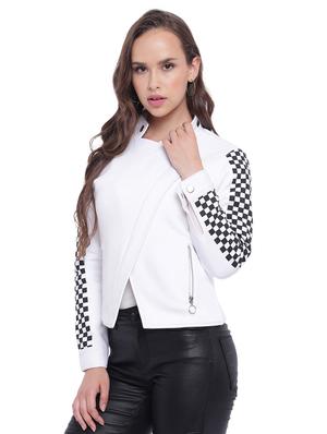 checkered paneled sleeved jacket - 15737945 - Standard Image - 2