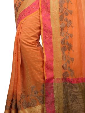conversational zari border banarasi saree with blouse - 15737952 - Standard Image - 2