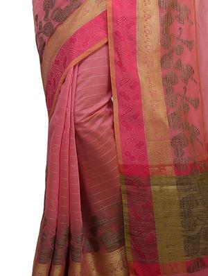 conversational zari border banarasi saree with blouse - 15737954 - Standard Image - 2