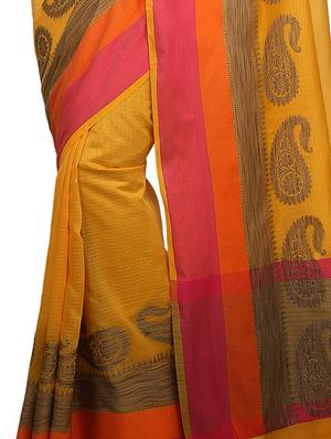 paisley zari border banarasi saree with blouse - 15737955 - Standard Image - 2