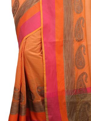 paisley zari border banarasi saree with blouse - 15737956 - Standard Image - 2