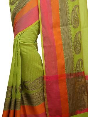 paisley zari border banarasi saree with blouse - 15737957 - Standard Image - 2