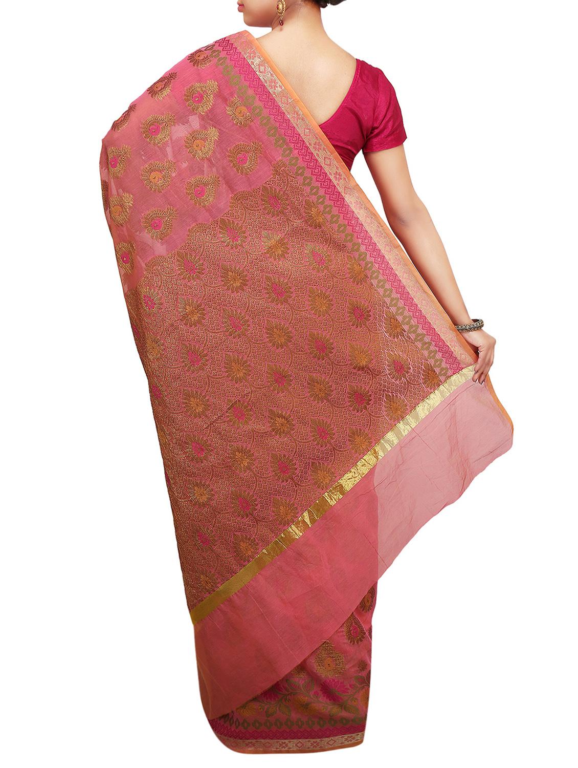 paisley zari motif banarasi saree with blouse - 15737982 - Zoom Image - 2