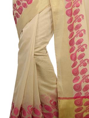 conversational zari border banarasi saree with blouse - 15737987 - Standard Image - 2