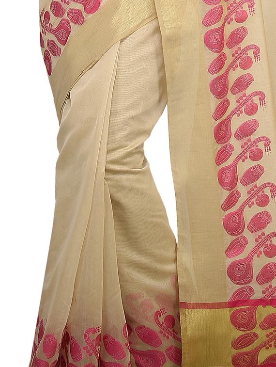 conversational zari border banarasi saree with blouse - 15737987 - Zoom Image - 2