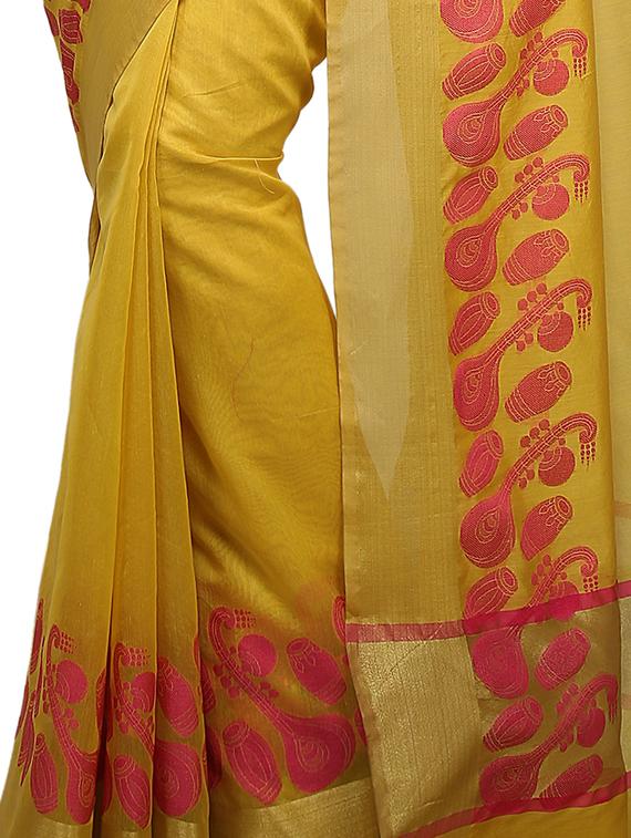 conversational zari border banarasi saree with blouse - 15737988 - Zoom Image - 2