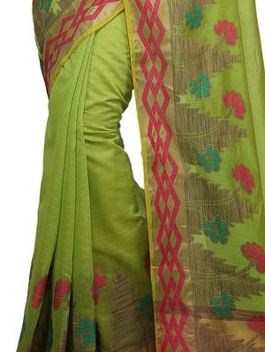 floral zari border banarasi saree with blouse - 15737992 - Standard Image - 2