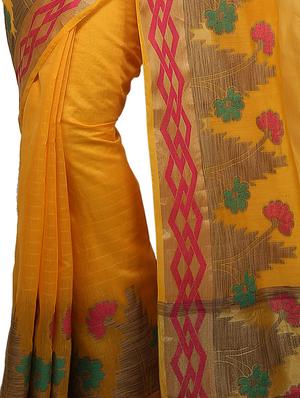 floral zari border banarasi saree with blouse - 15737995 - Standard Image - 2