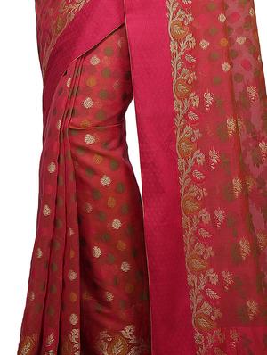 zari motif banarasi saree with blouse - 15737997 - Standard Image - 2
