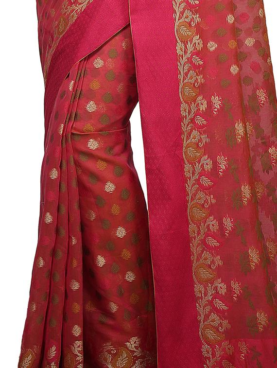 zari motif banarasi saree with blouse - 15737997 - Zoom Image - 2