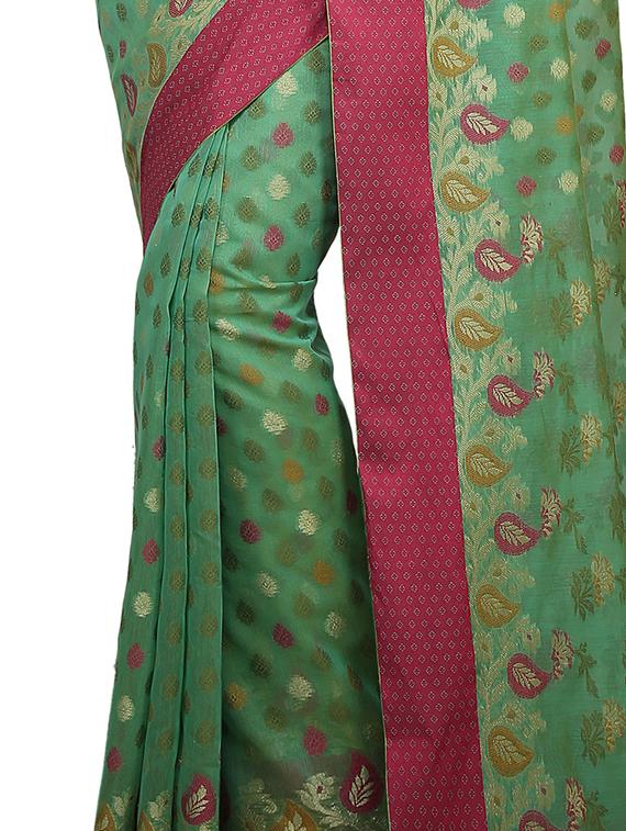 zari motif banarasi saree with blouse - 15737998 - Zoom Image - 2