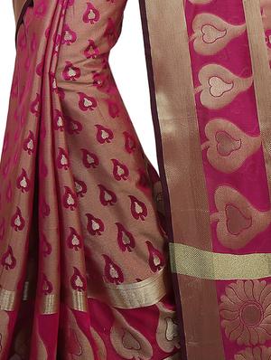 zari motif banarasi saree with blouse - 15738009 - Standard Image - 2