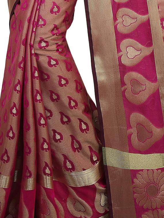 zari motif banarasi saree with blouse - 15738009 - Zoom Image - 2
