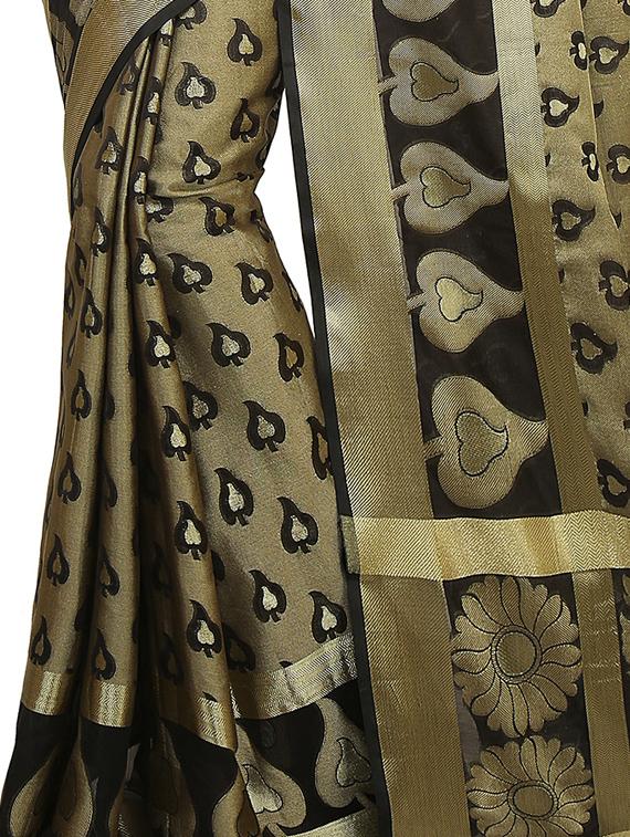 zari motif banarasi saree with blouse - 15738010 - Zoom Image - 2