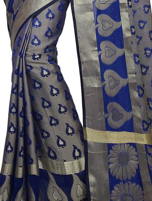 zari motif banarasi saree with blouse - 15738011 - Standard Image - 2