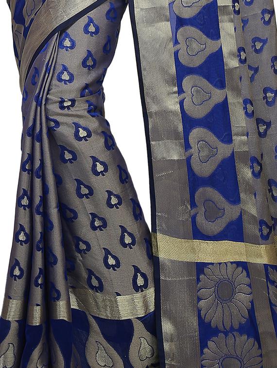 zari motif banarasi saree with blouse - 15738011 - Zoom Image - 2