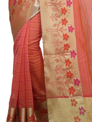 floral zari border banarasi saree with blouse - 15738021 - Standard Image - 2