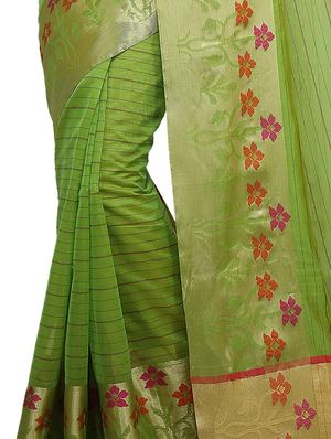 floral zari border banarasi saree with blouse - 15738022 - Standard Image - 2