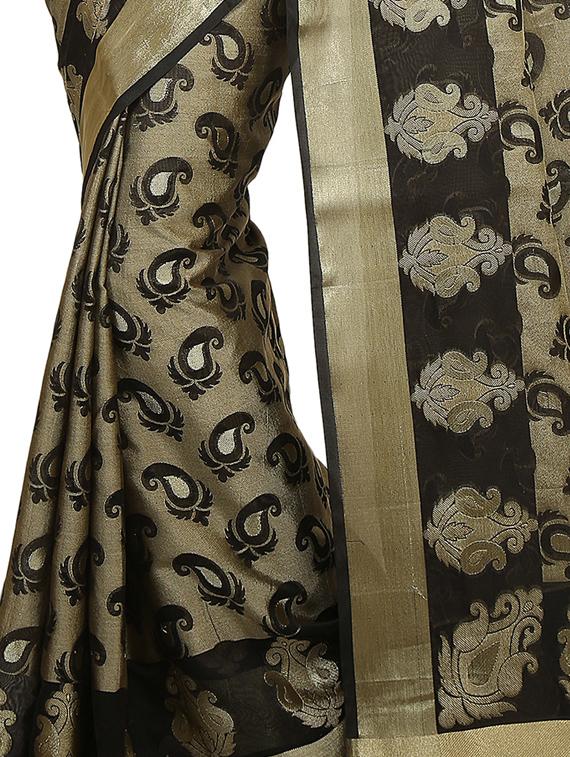 paisley zari motif banarasi saree with blouse - 15738026 - Zoom Image - 2