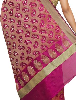 paisley zari motif banarasi saree with blouse - 15738027 - Standard Image - 2
