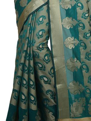 paisley zari motif banarasi saree with blouse - 15738029 - Standard Image - 2