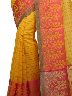 gold zari pallu banarasi saree with blouse - 15738032 - Standard Image - 2
