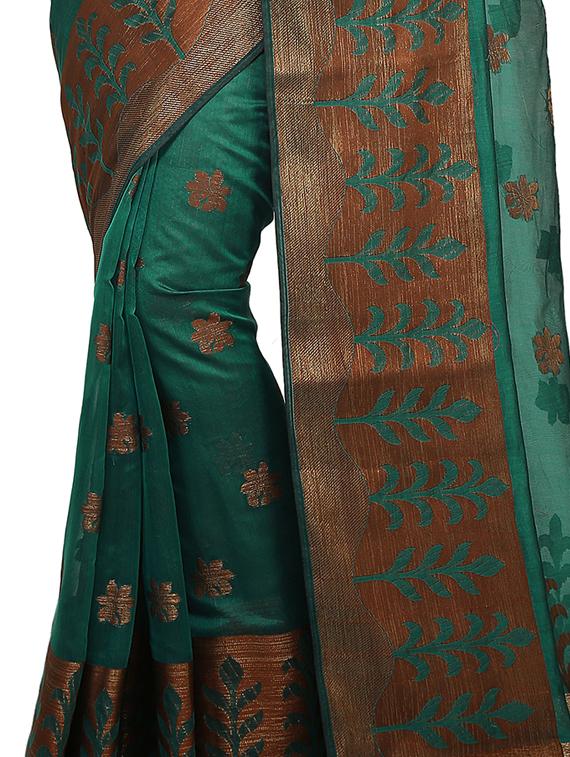 floral zari motif banarasi saree with blouse - 15738051 - Zoom Image - 2