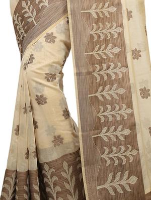 floral zari motif banarasi saree with blouse - 15738053 - Standard Image - 2