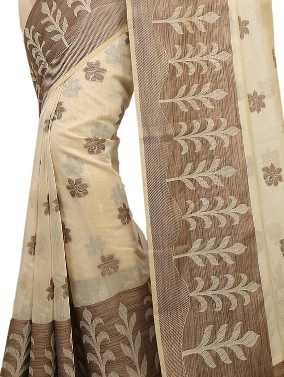floral zari motif banarasi saree with blouse - 15738053 - Zoom Image - 2