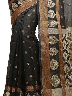 zari motif banarasi saree with blouse - 15738055 - Standard Image - 2