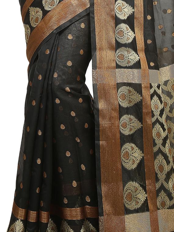 zari motif banarasi saree with blouse - 15738055 - Zoom Image - 2