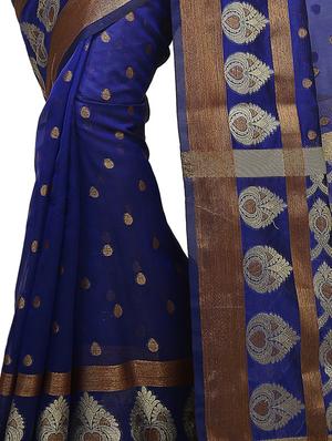 zari motif banarasi saree with blouse - 15738059 - Standard Image - 2