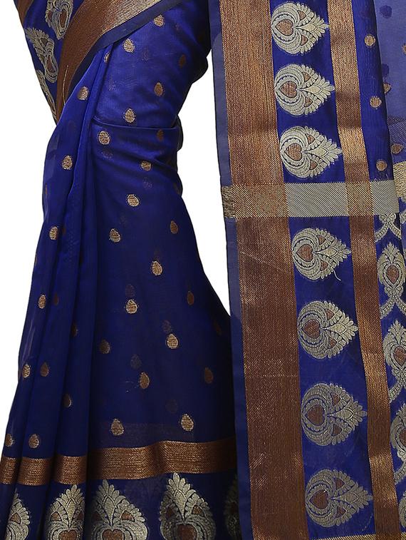zari motif banarasi saree with blouse - 15738059 - Zoom Image - 2