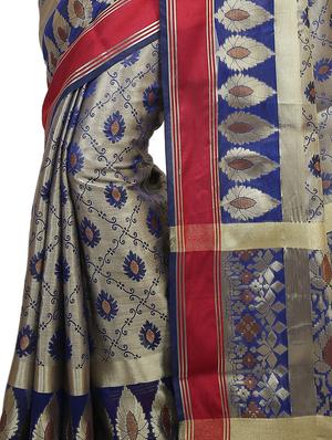 zari motif banarasi saree with blouse - 15738064 - Standard Image - 2