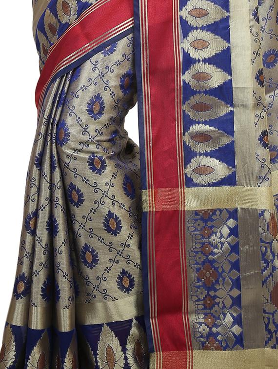 zari motif banarasi saree with blouse - 15738064 - Zoom Image - 2