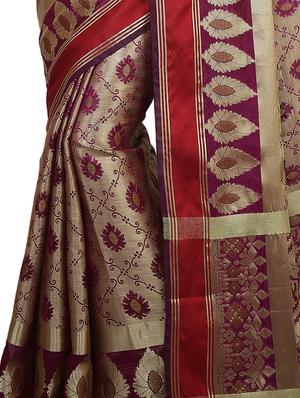 zari motif banarasi saree with blouse - 15738065 - Standard Image - 2