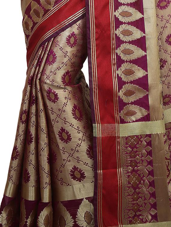 zari motif banarasi saree with blouse - 15738065 - Zoom Image - 2