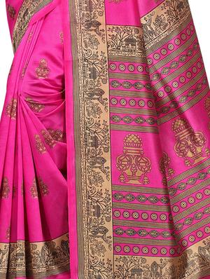 mysore silk printed saree with blouse - 15738105 - Standard Image - 2
