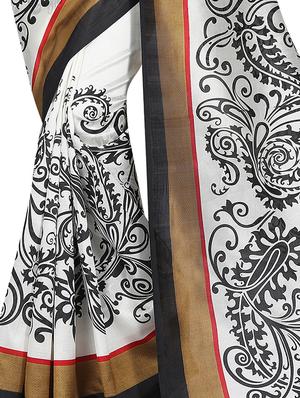 placement printed mysore silk saree with blouse - 15738146 - Standard Image - 2