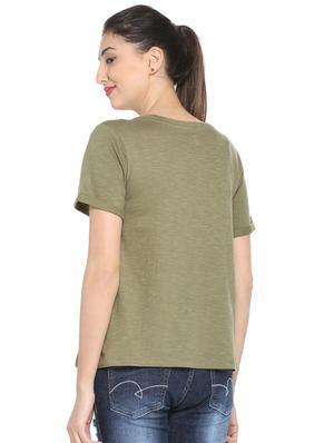 graphic print olive green tee - 15738152 - Standard Image - 2