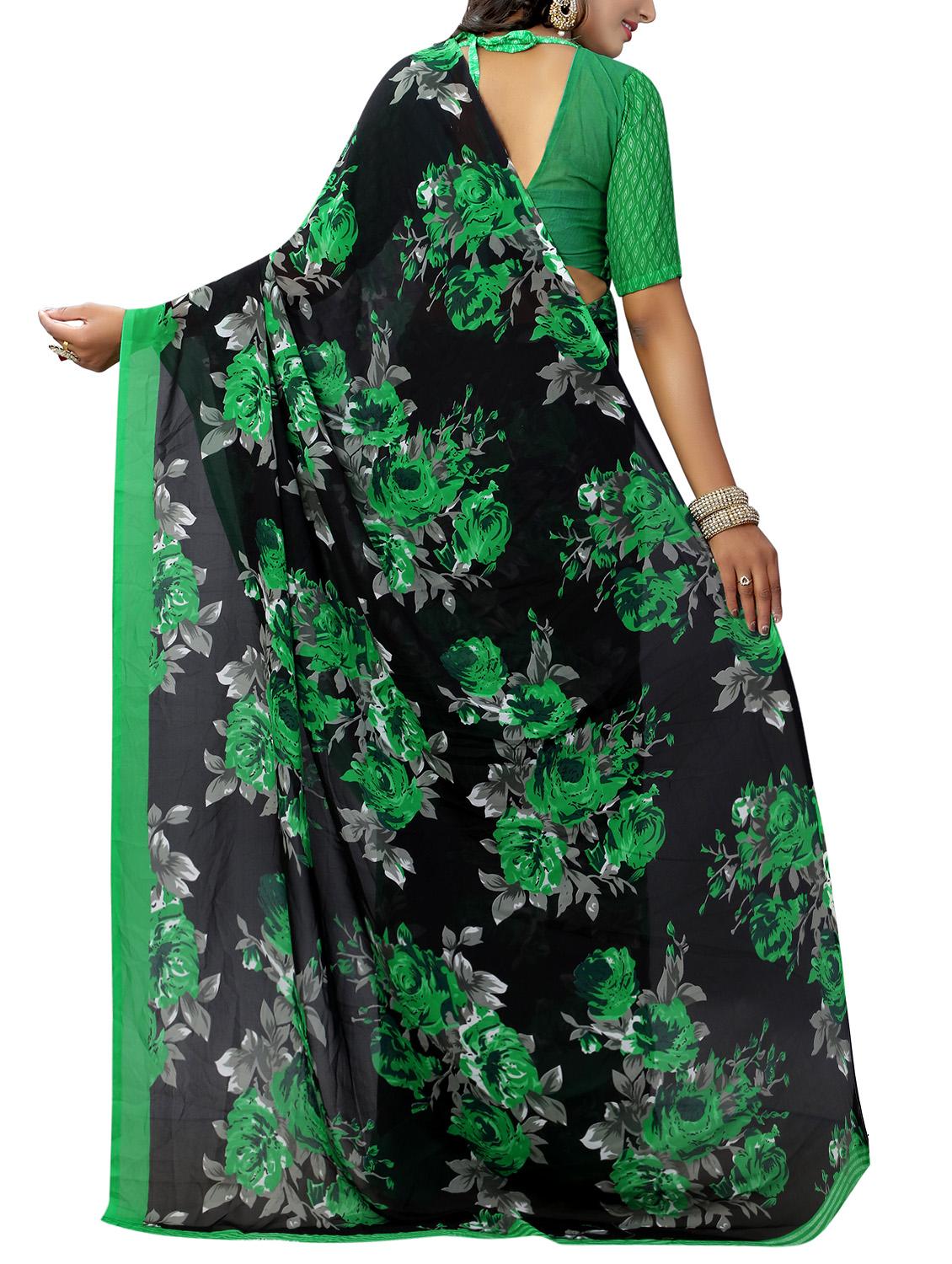 floral printed saree with blouse - 15738167 - Zoom Image - 2