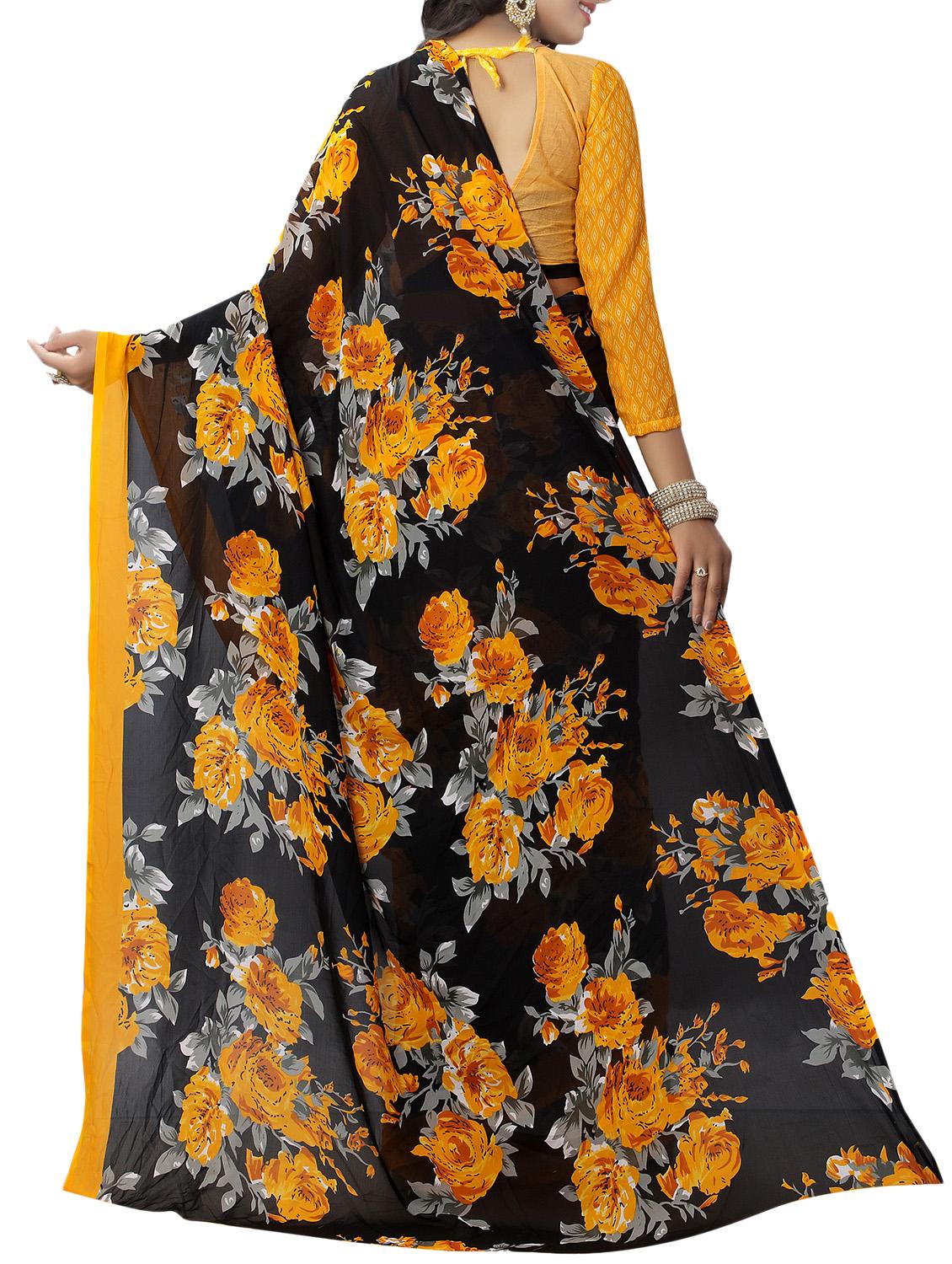 floral printed saree with blouse - 15738169 - Zoom Image - 2