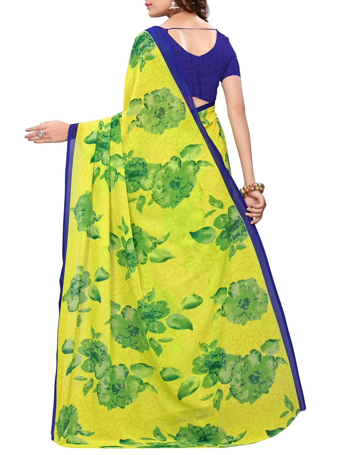 floral printed saree with blouse - 15738170 - Zoom Image - 2