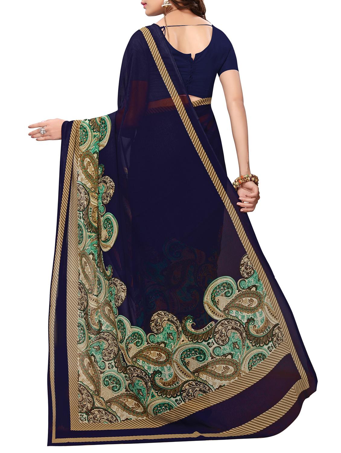 paisley printed saree with blouse - 15738171 - Zoom Image - 2