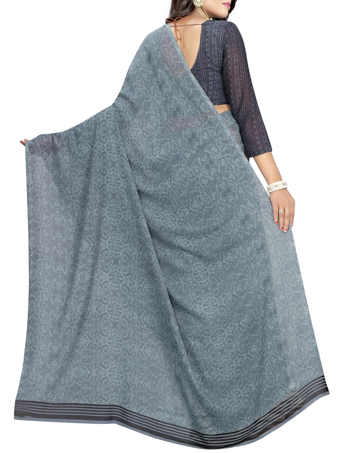 half & half printed saree with blouse - 15738173 - Zoom Image - 2