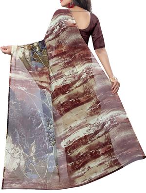 abstract printed saree with blouse - 15738174 - Standard Image - 2