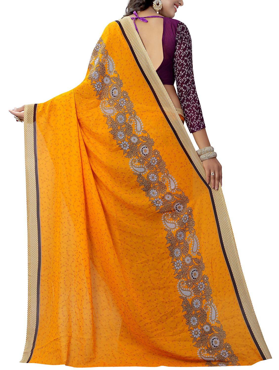 floral half & half saree with blouse - 15738178 - Zoom Image - 2