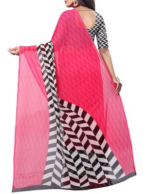chevron printed saree with blouse - 15738179 - Standard Image - 2