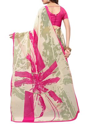abstract printed saree with blouse - 15738180 - Standard Image - 2
